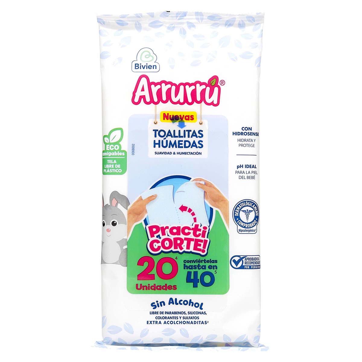 Toallitas Humedas Suavidad y Humectacion Arrurru Paquete x 20 Unds