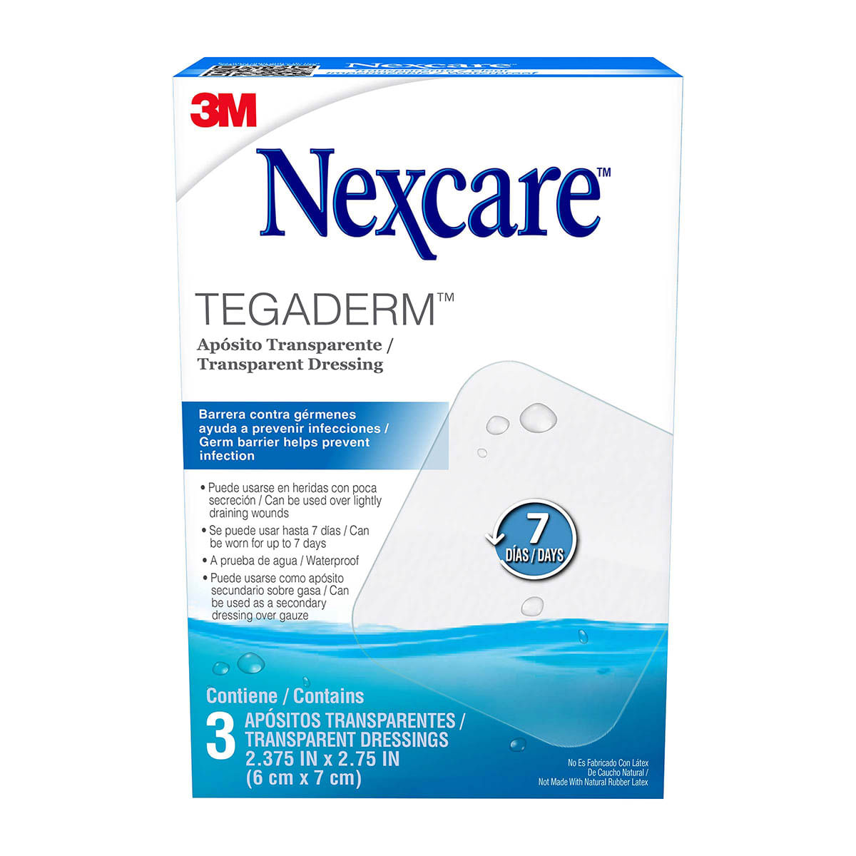 Aposito Trasparente 6cm x 7cm Tegaderm Nexcare Caja x 3 Unds