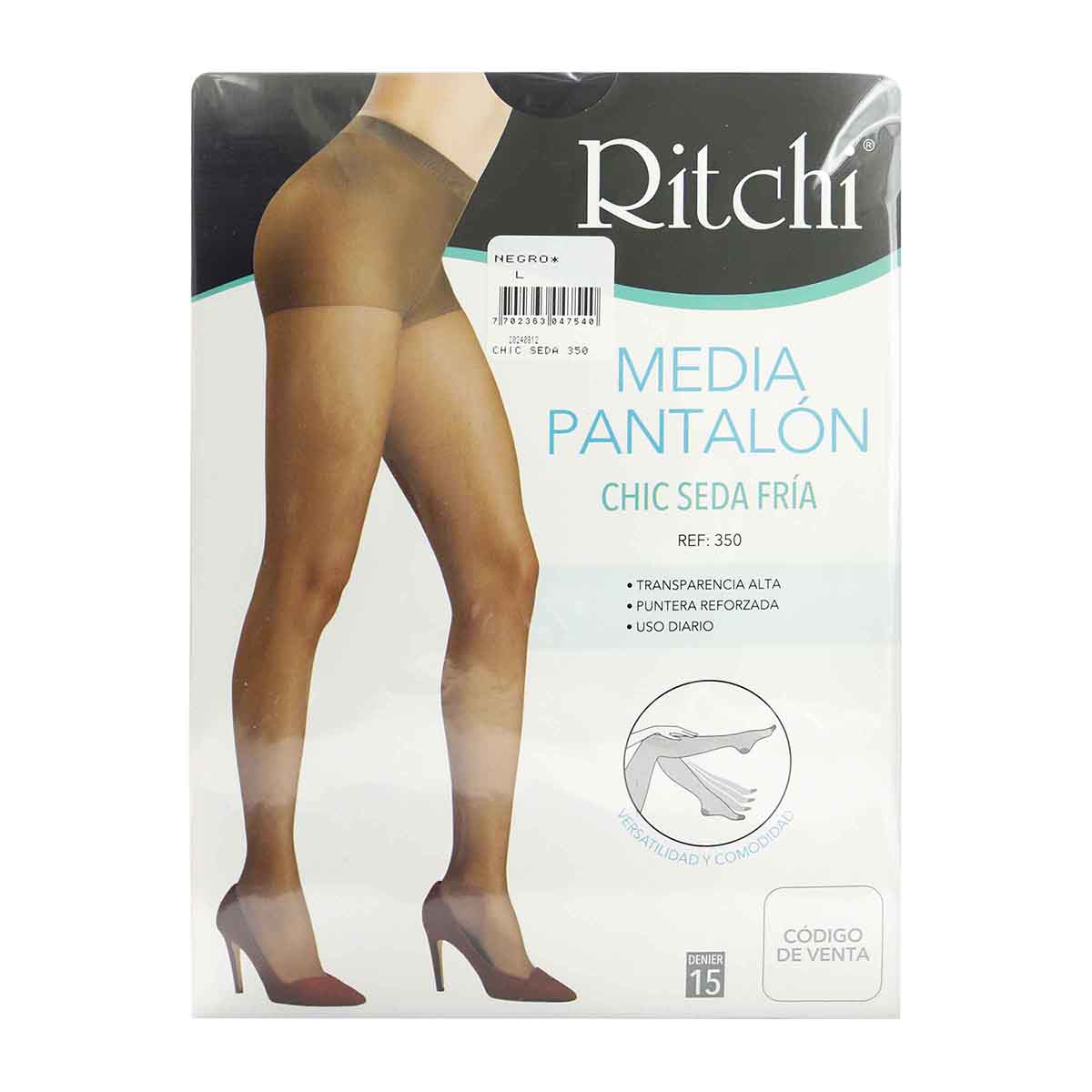 Media Pantalón Chic Seda Fría Negro Talla-L Ritchi Paquete x 1 Und