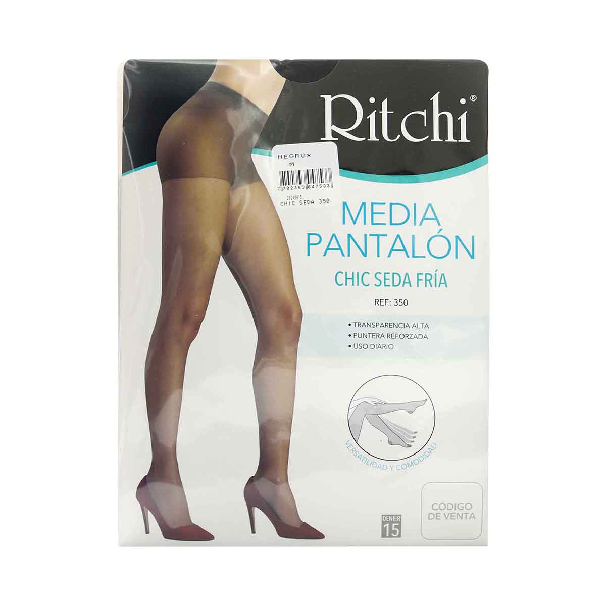 Media Pantalón Chic Seda Fría Negro Talla-M Ritchi Paquete x 1 Und