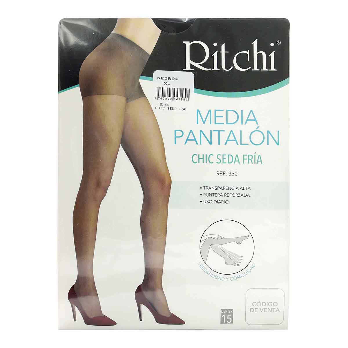 Media Pantalón Chic Seda Fría Negro Talla-XL Ritchi Paquete x 1 Und