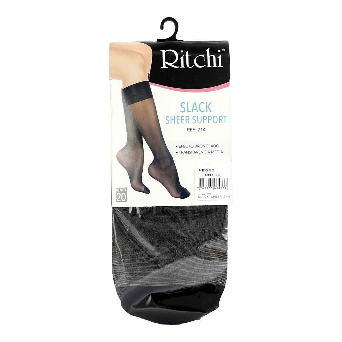 Medias Slack Sheer Support Negro Talla Única Ritchi Paquete x 1 Par