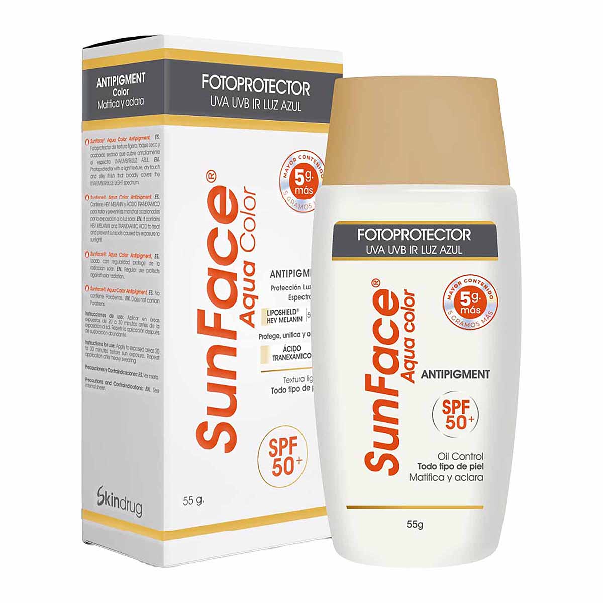 Fotoprotector Aqua Color SPF50+ SunFace Frasco x 55g