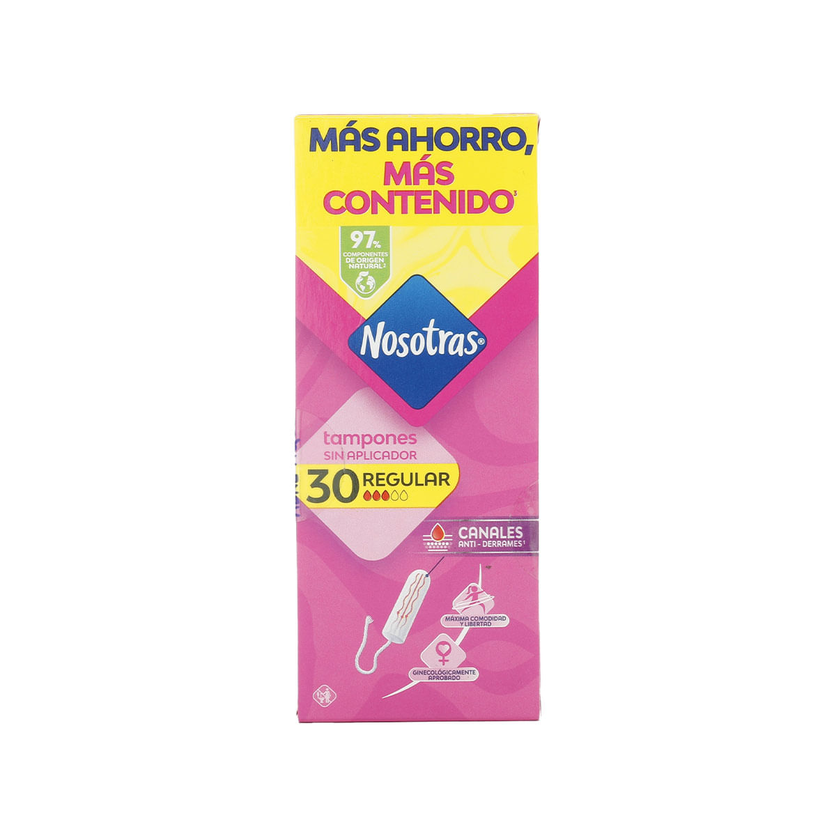 Tampones sin Aplicador Digital Regular Nosotras Caja x 30 Unds