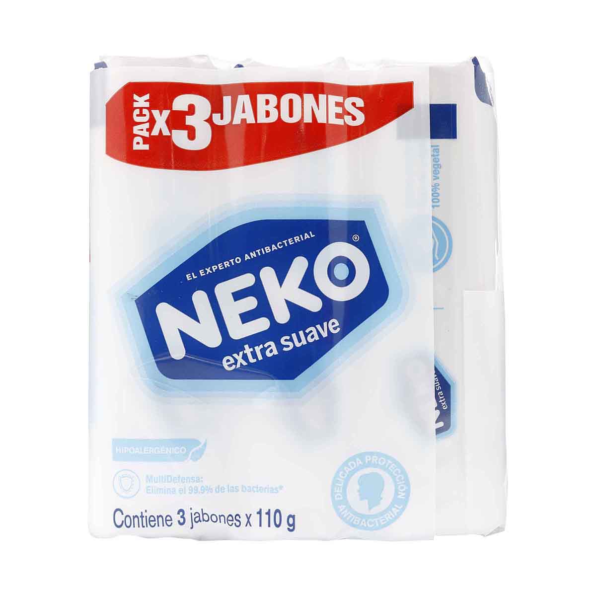 Jabón Antibacterial Extra Suave Neko 110g Paquete x 3 Unds