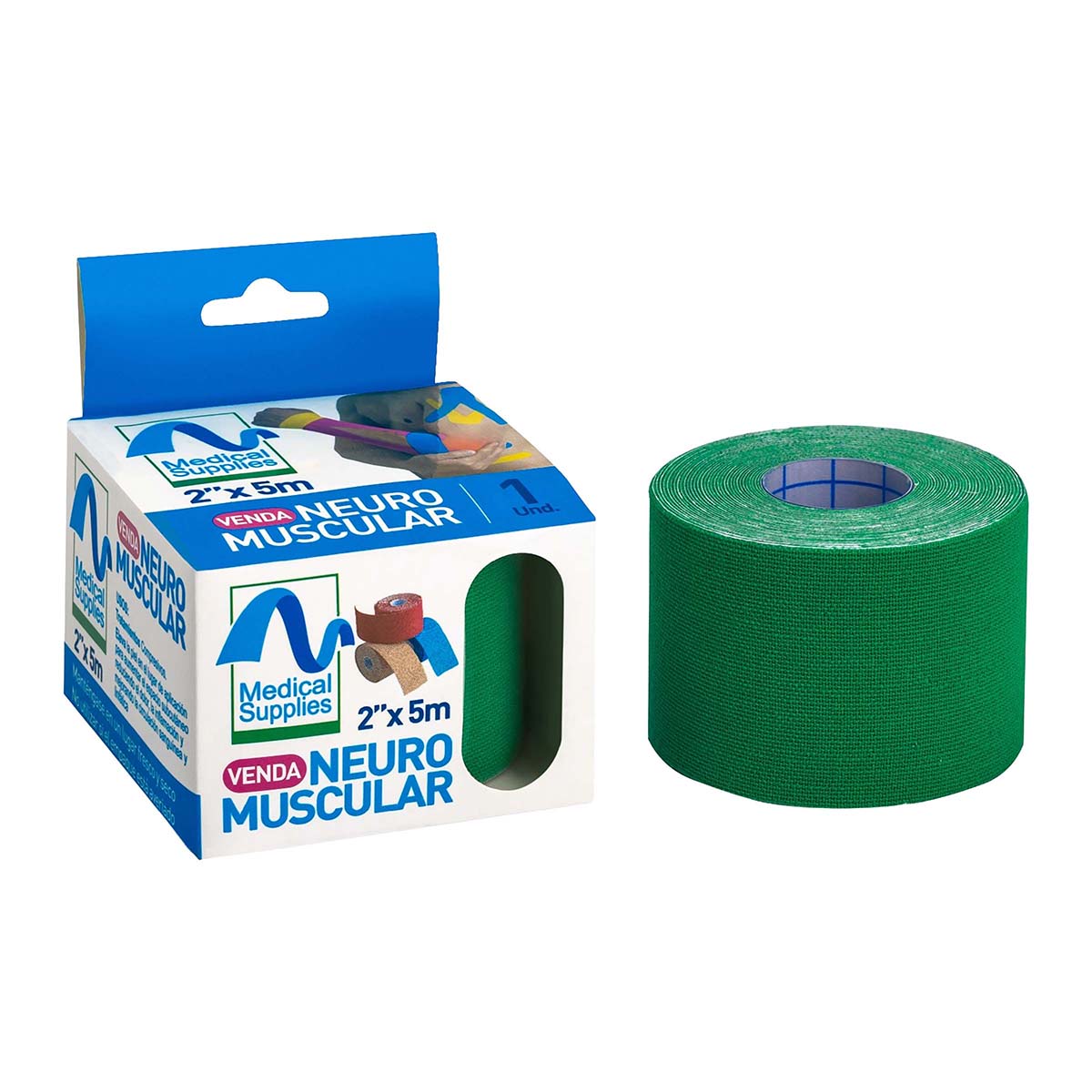 Venda Neuromuscular 2x5m Verde Medical Supplies Caja x 1 Und