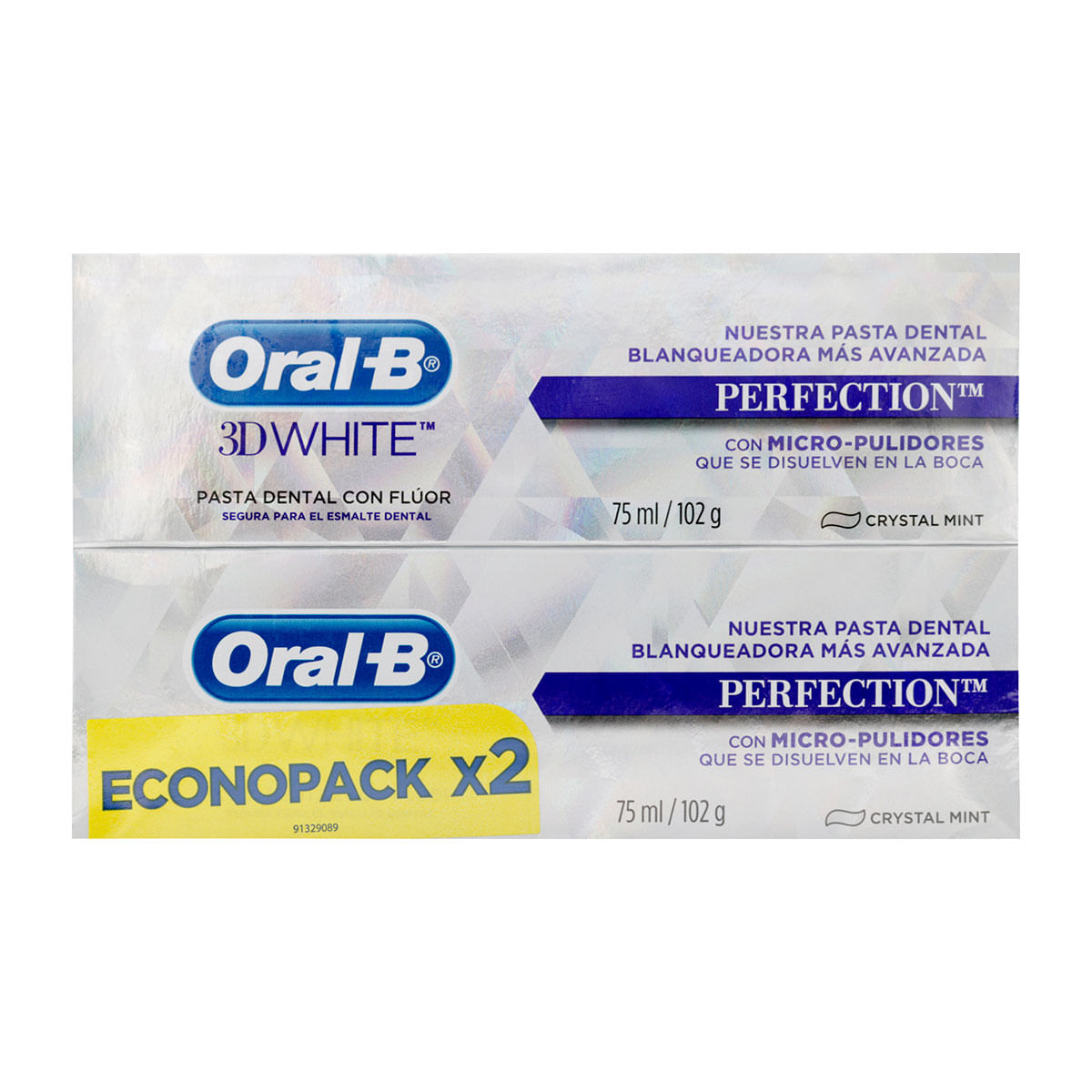 Pasta Dental Oral-B 3D White Menta Caja X 75 Ml X 2 Uds Econopack.