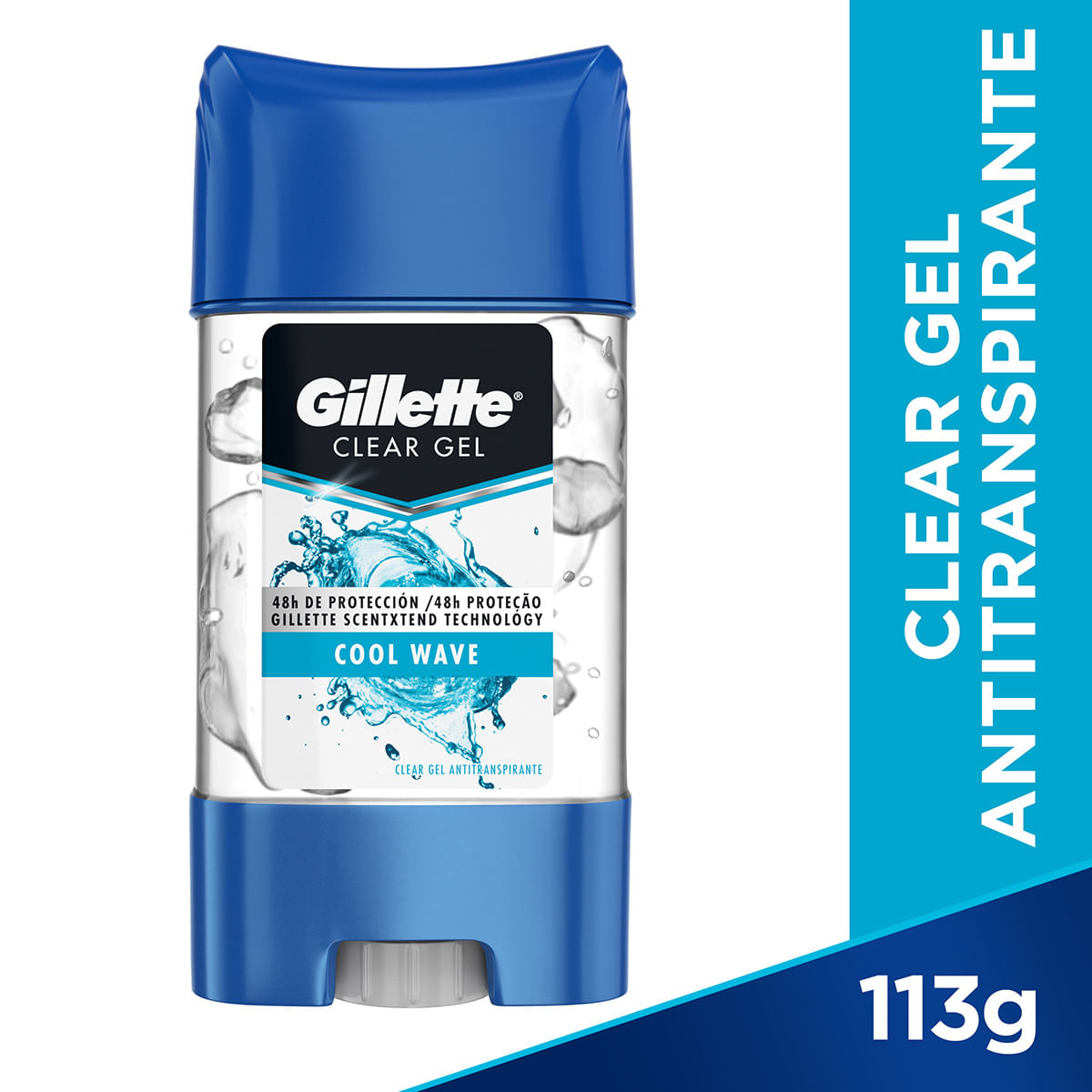 ANTITRANSPIRANTE GILLETTE CLEAR GEL COOL WAVE BARRA X 113 G.