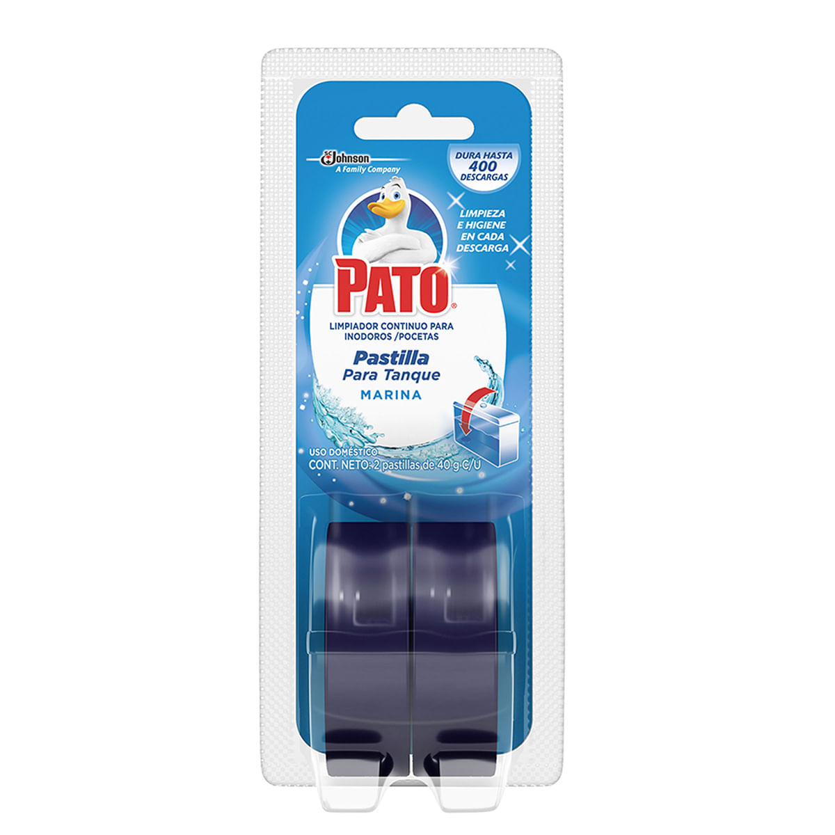 Limpiador Pato Pastilla para Tanque Marina Pastilla x 40 g Blister x 2 Uds