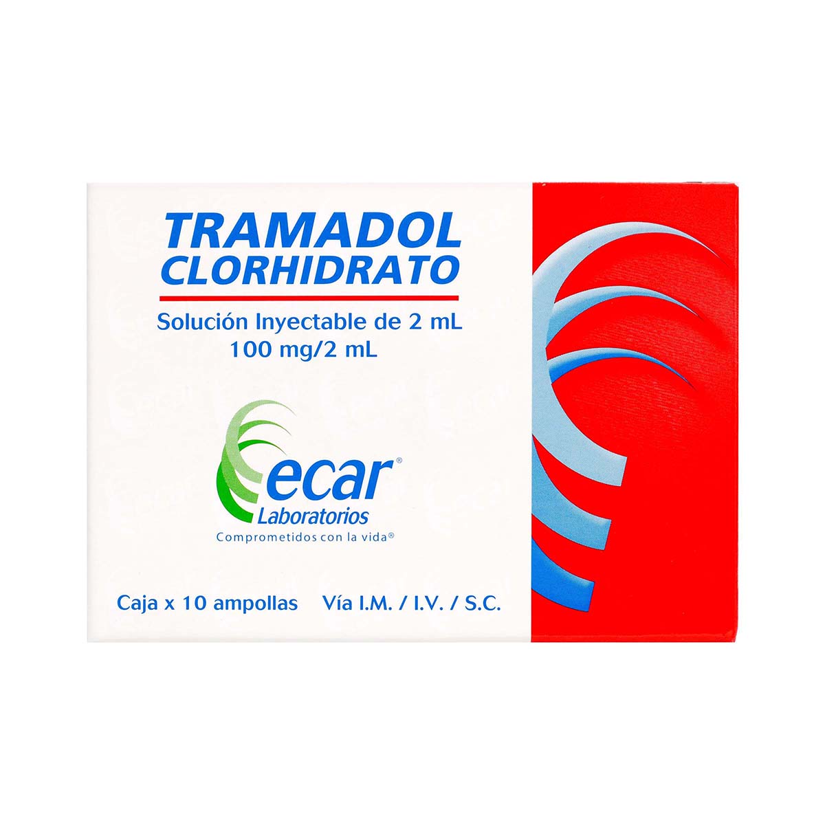 Solución Inyectable de 2mL Tramadol Clorhidrato Ecar Caja x 10 Ampollas