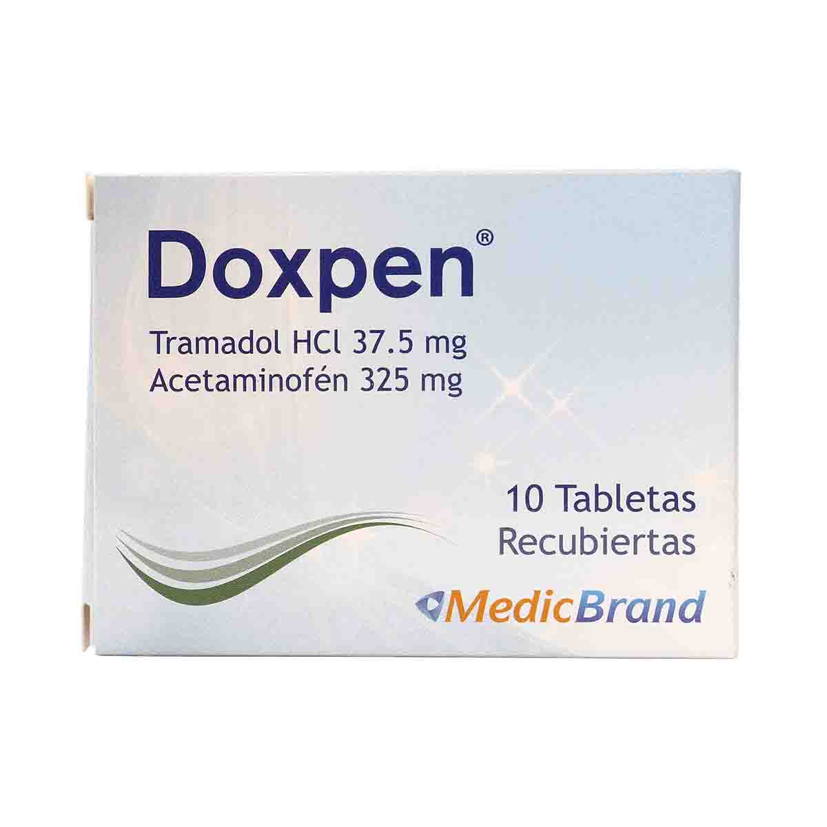 Tramadol HCI 37.5mg + Acetaminofén 325mg Doxpen MedicBrand Caja x 10 Tabletas