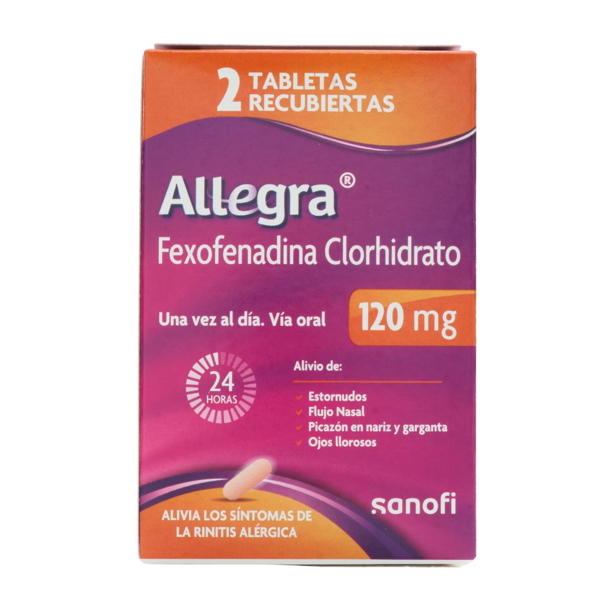 Fexofenadina Clorhidrato 120mg Allegra Caja x 2 Tabletas