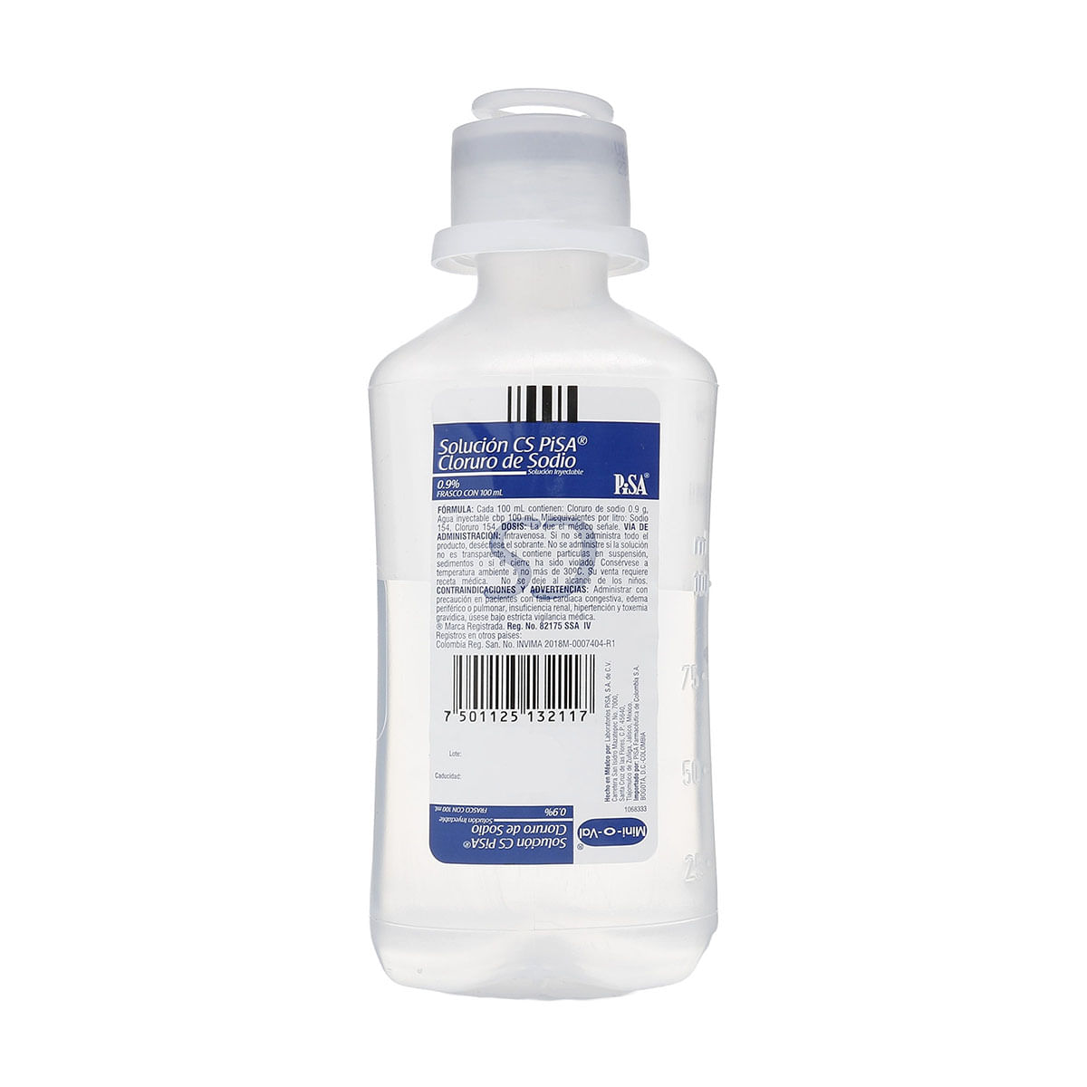 Suero Fisiológico Cloruro de Sodio 0.9% Pisa Frasco x 100 mL