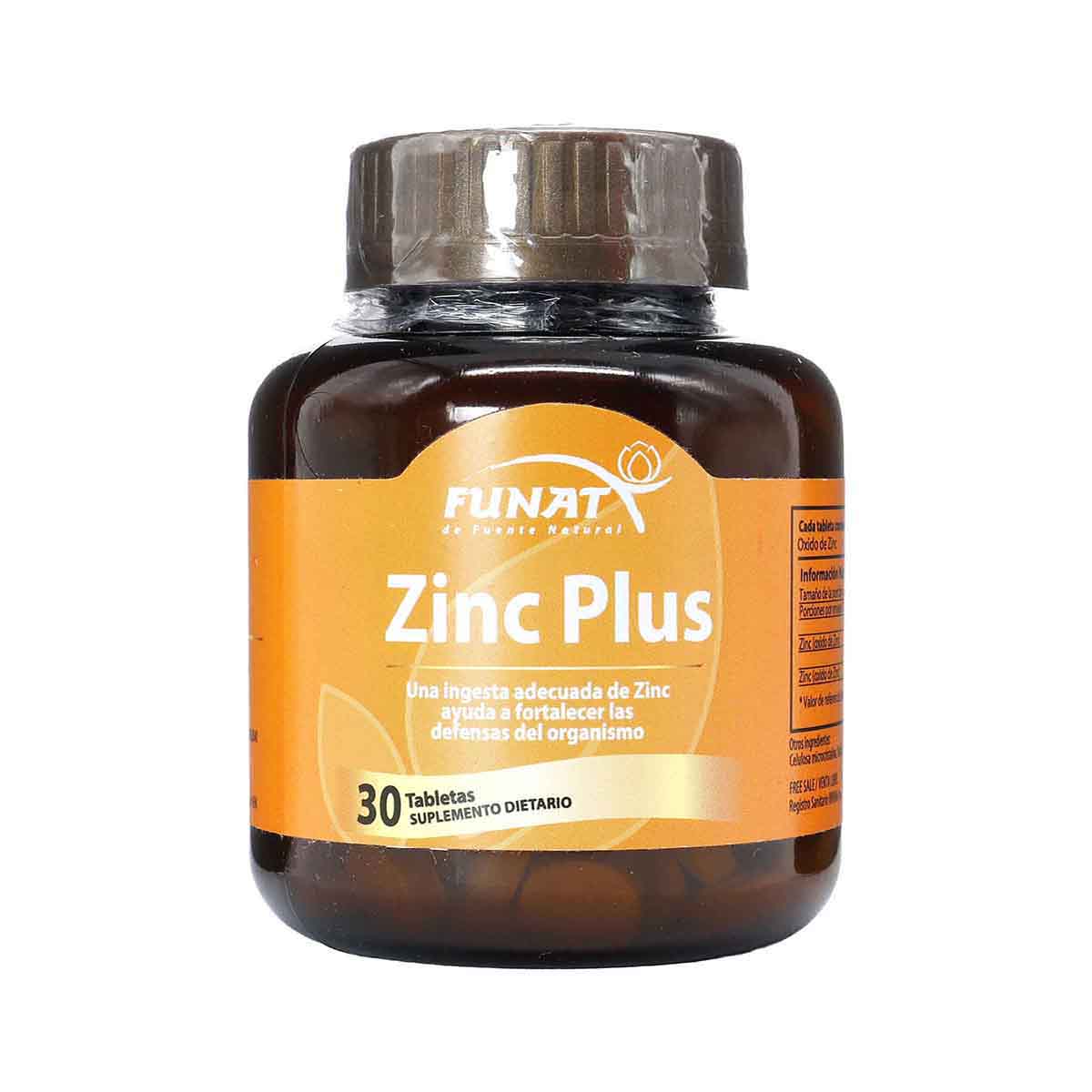 Zinc Plus Funat Frasco x 30 Tabletas