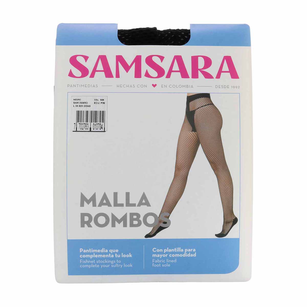 Panty Media Diseño Malla Rombos Talla S/M Samsara Paquete x 1 Und
