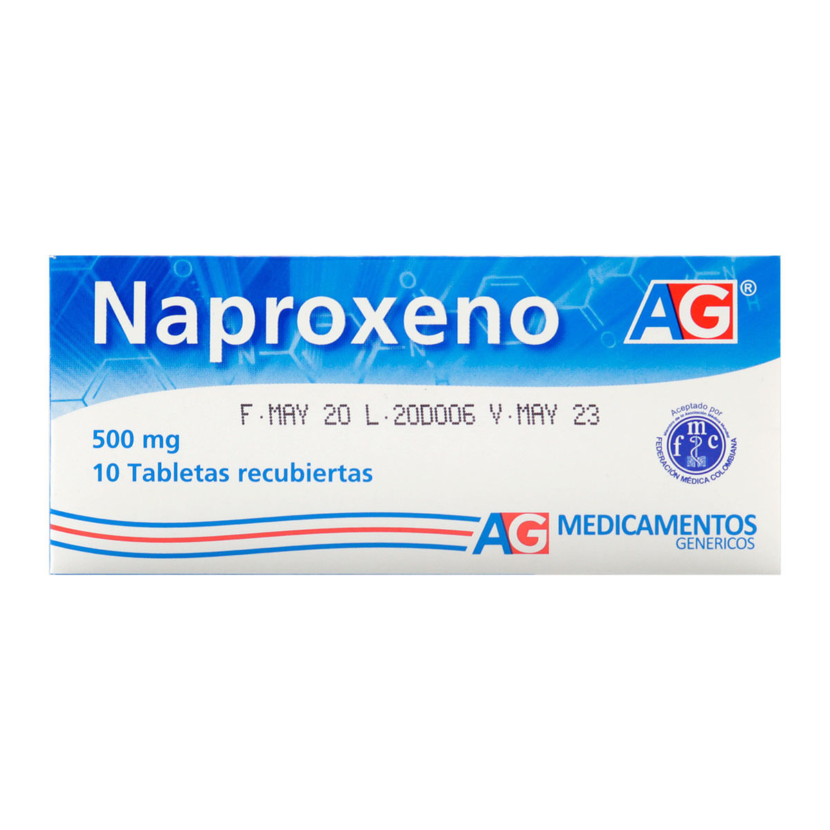Naproxeno 500 Mg Ag Caja X 10 Tabletas Recubiertas.