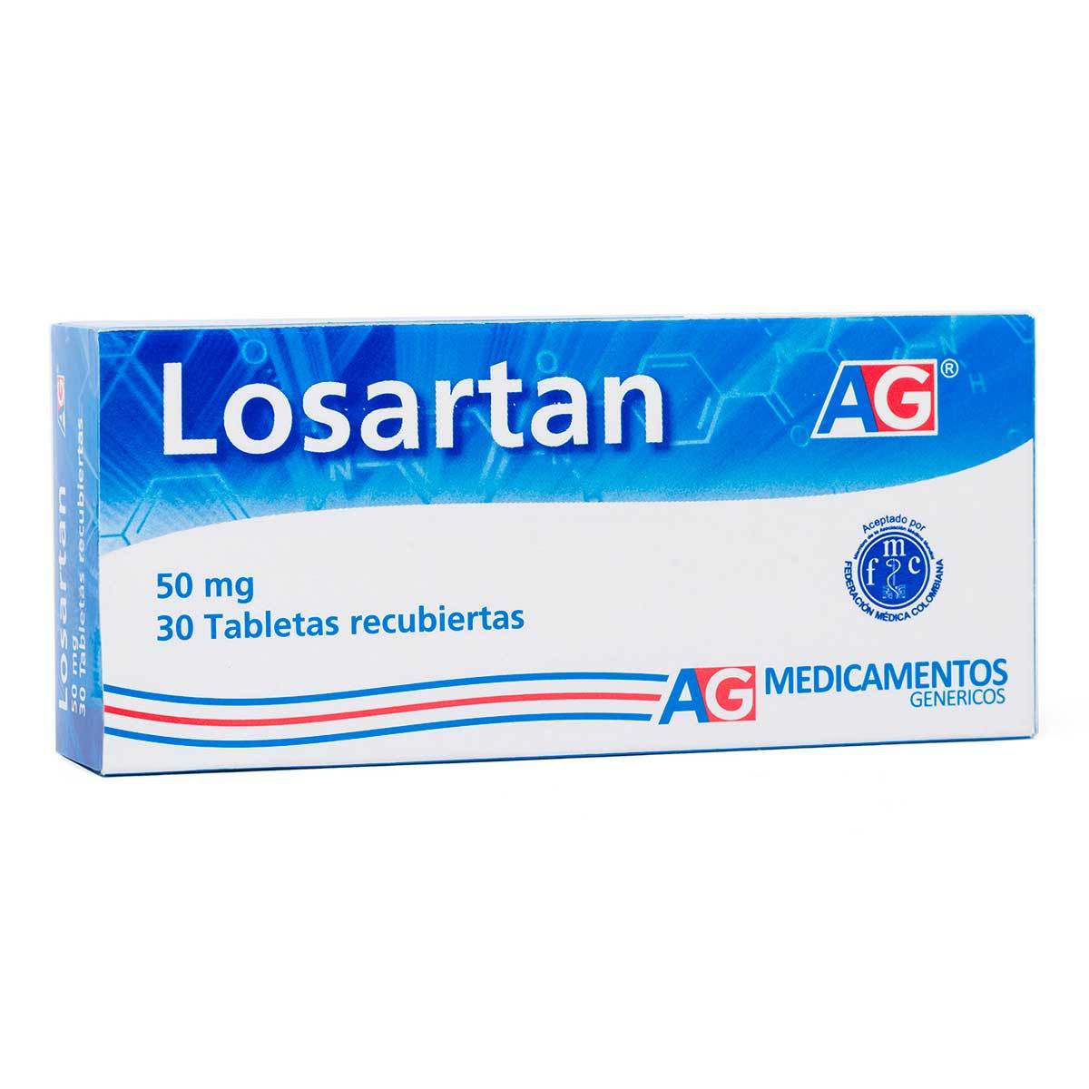 Losartan 50 Mg AG Caja x 30 Tabletas Recubiertas