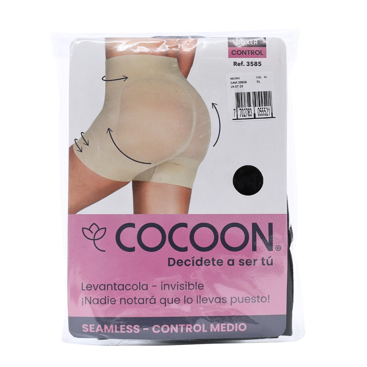 Boxer Cocoon Seamless Multish Negro XL Paquete x 1 Ud