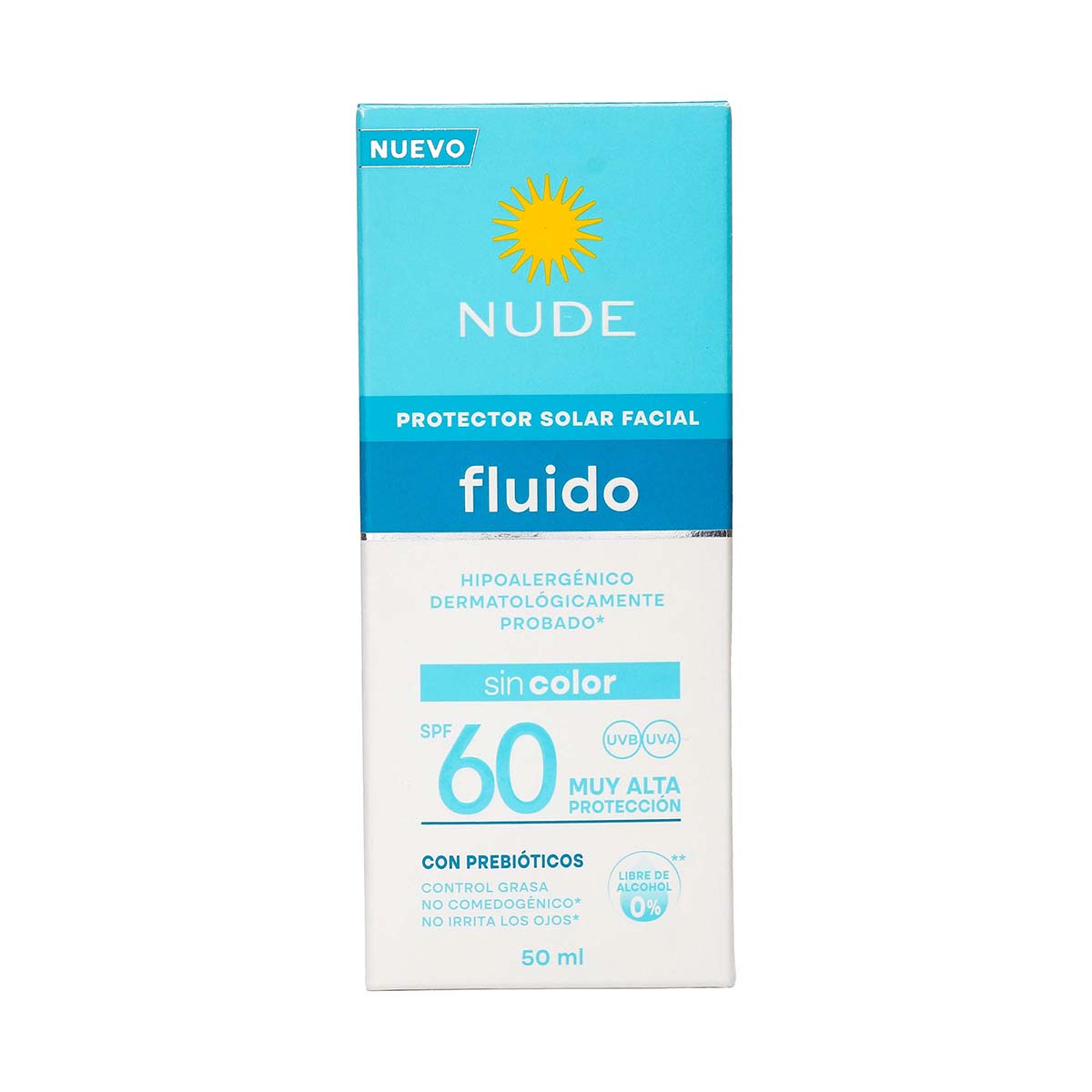 Protector Solar Facial Fluido sin Color SPF60 Nude Frasco x 50 mL