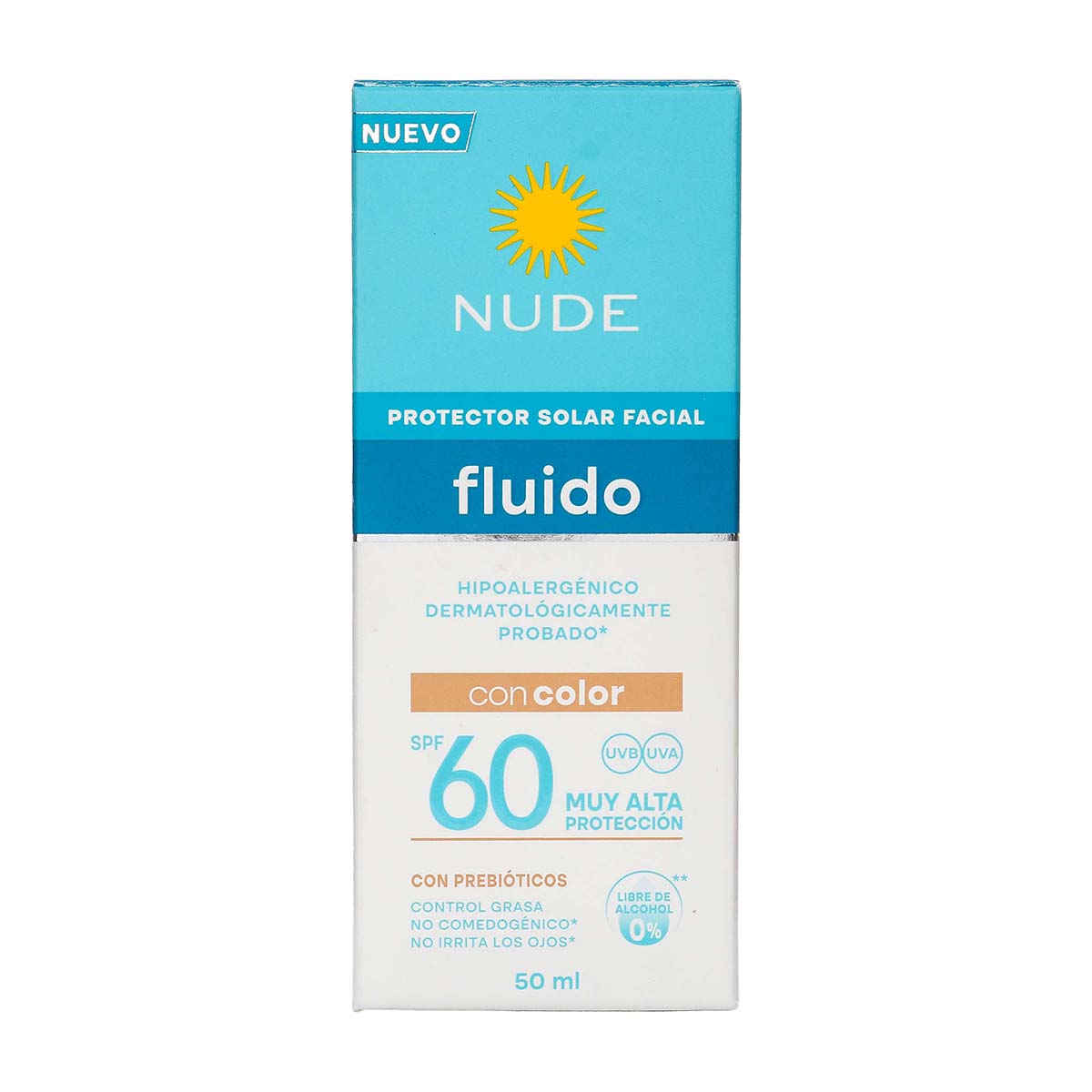 Protector Solar Facial Fluido con Color SPF60 Nude Frasco x 50 mL