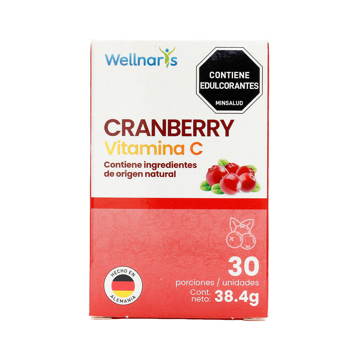 Caramelos Masticables Cranberry + Vitamina C F. Rojos Wellnaris Frasco x 30 Unds