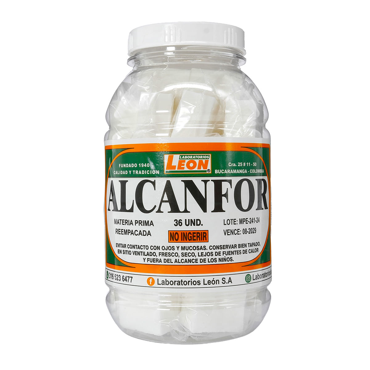Alcanfor León Frasco x 36 Unds