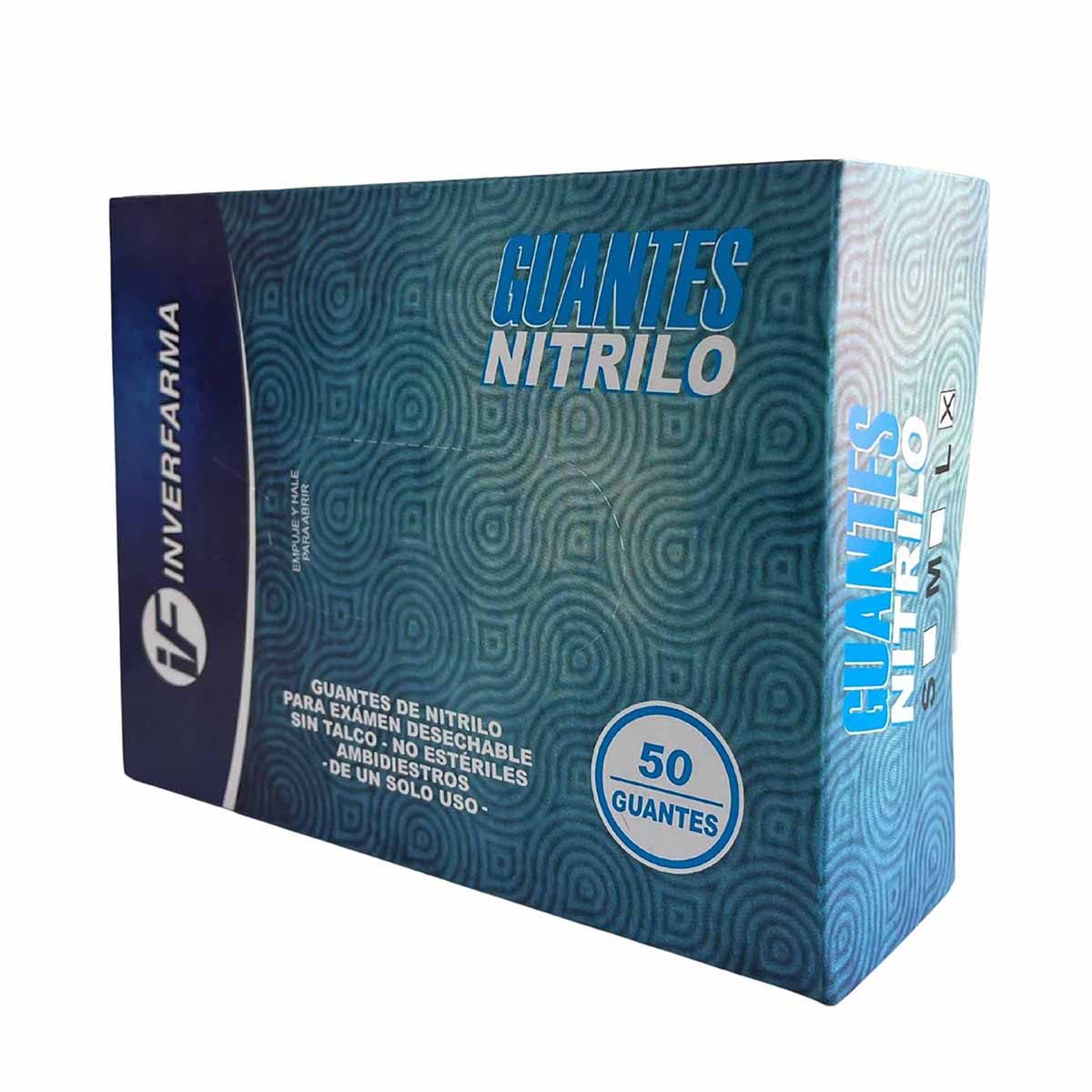 Guantes de Nitrilo Azul Talla L Inverfarma Caja x 50 Unds