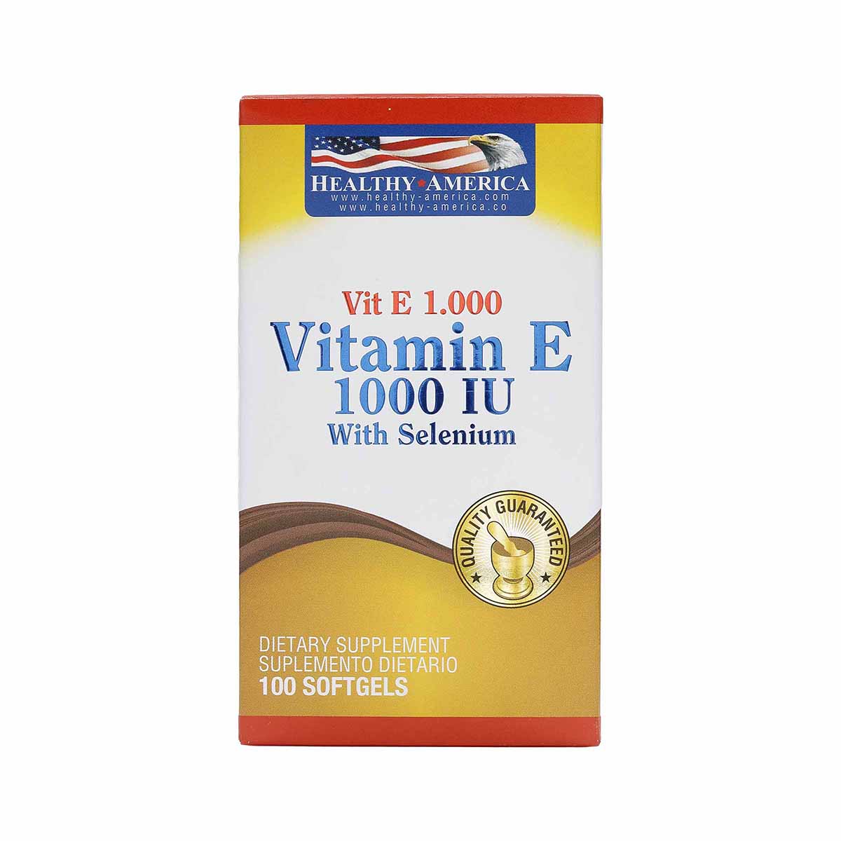 Vitamina E 1000IU con Selenium Healthy America Frasco x 100 Capsulas