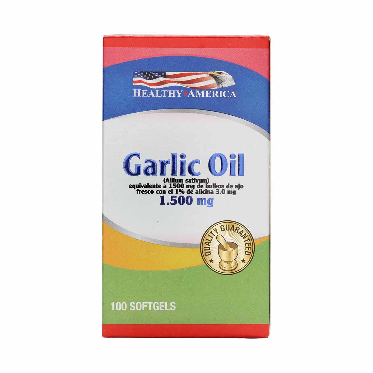 Garlic Oil 1500mg Healthy America Frasco x 100 Capsulas