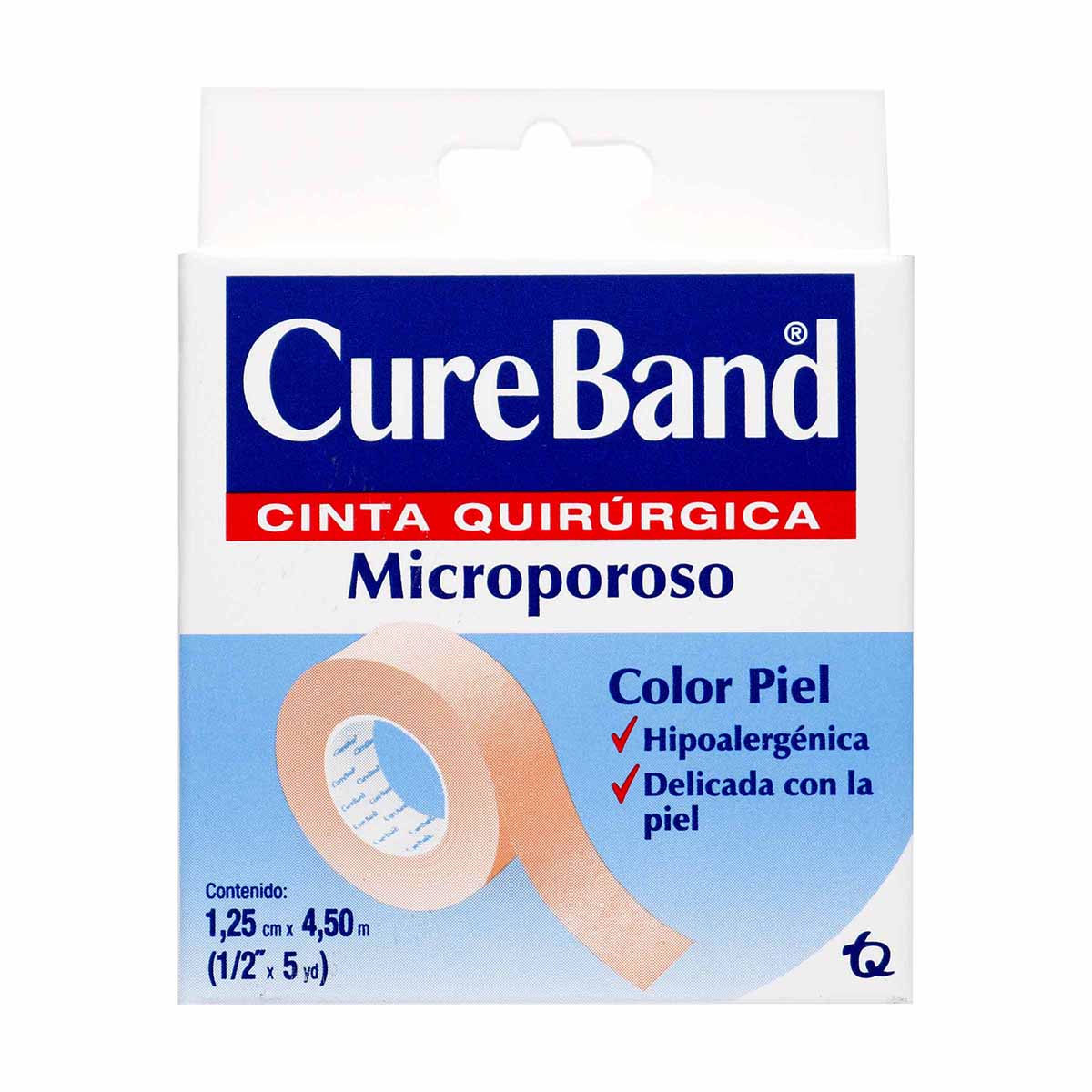 Cinta Quirúrgica Microporoso Color Piel 1.25cmx4.5m CureBand Blíster x 1 Und