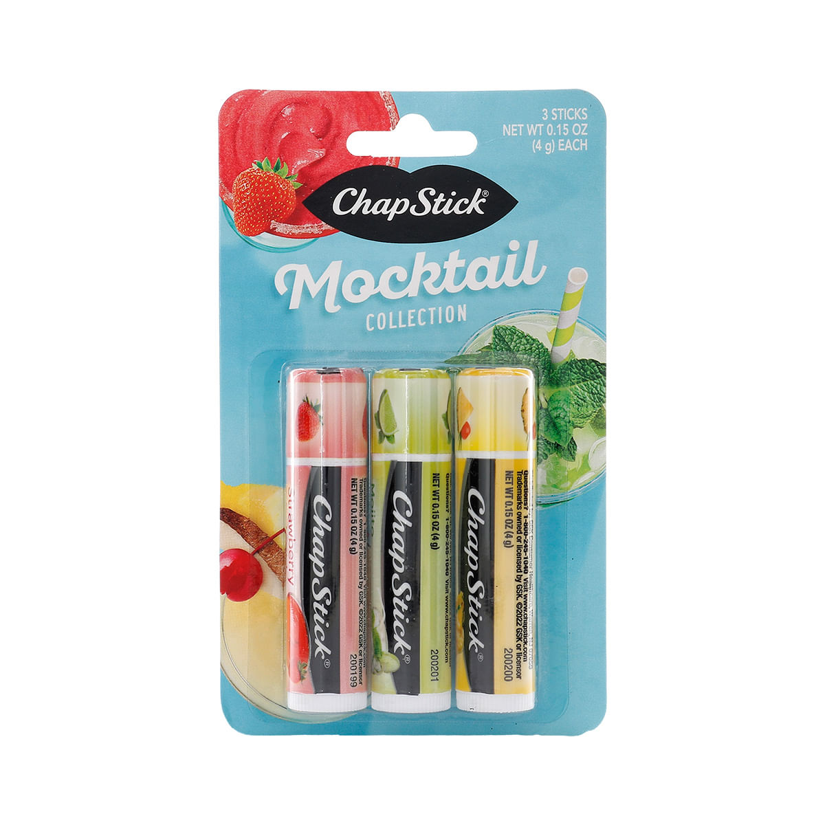 Protector Labial Mocktail Collection 12g Chapstick Blíster x 3 Unds