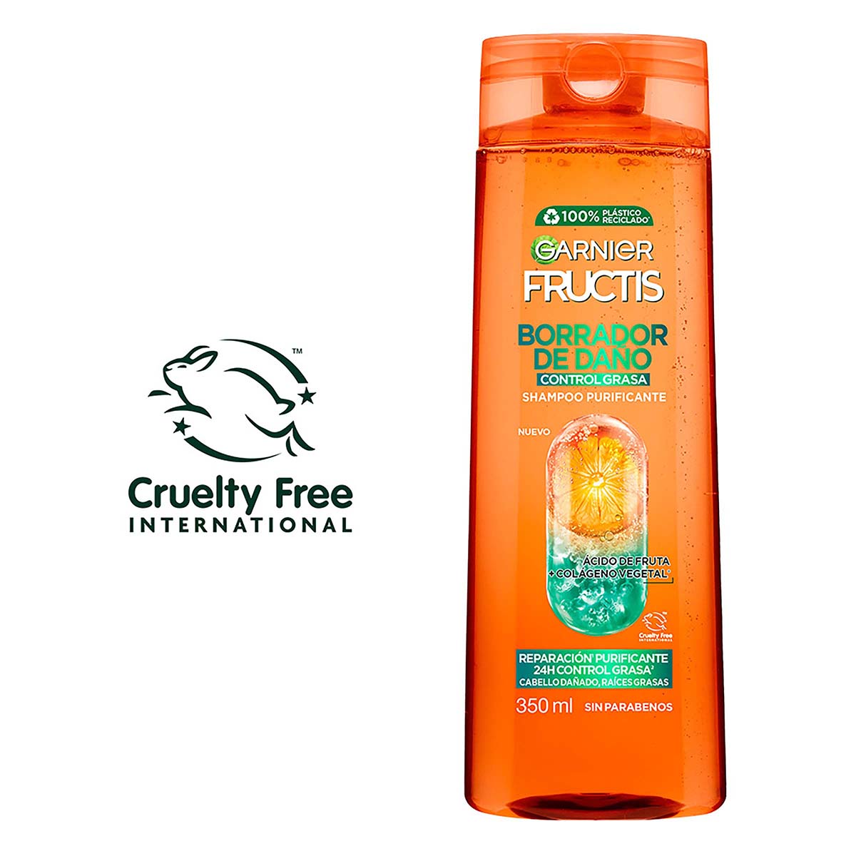 Shampoo Borrador de Daño Control Grasa Fructis Garnier Frasco x 350 mL