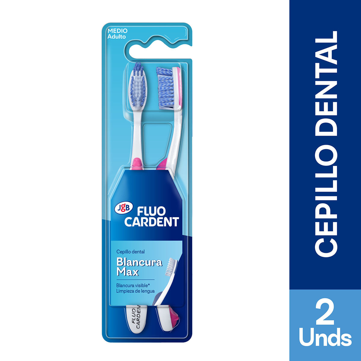 Cepillo Dental Fluo Cardent Blancura Max Medio Adulto Blister X 2 Uds.