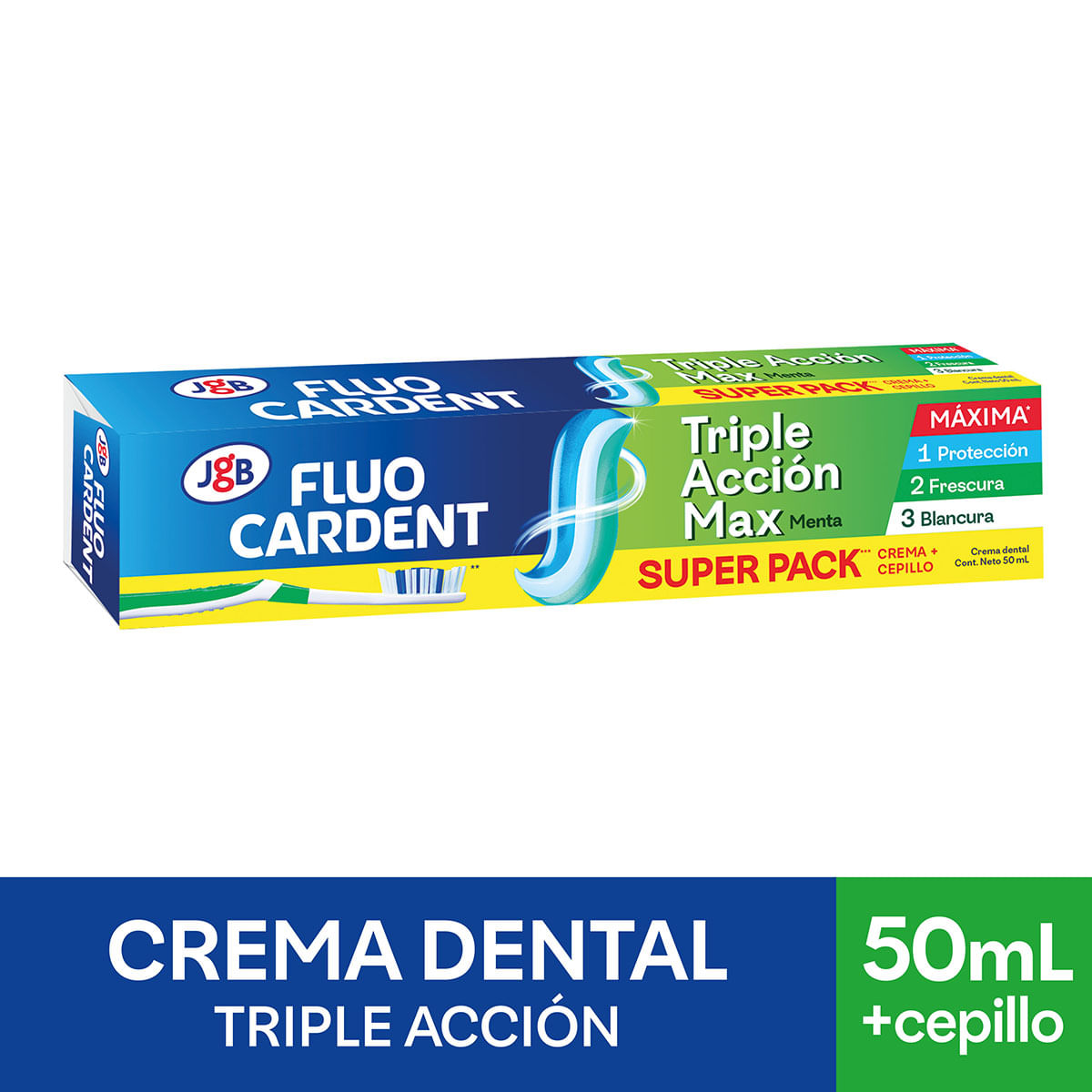 Crema Dental Fluo Cardent Frescura Max Caja x 67 g + Cepillo Dental Fluo Cardent x 1 Ud.