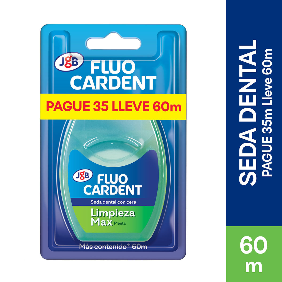 Seda Dental Fluocardent Limpieza Max Menta Blister X 60 M Pague 35 Lleve 60 M.