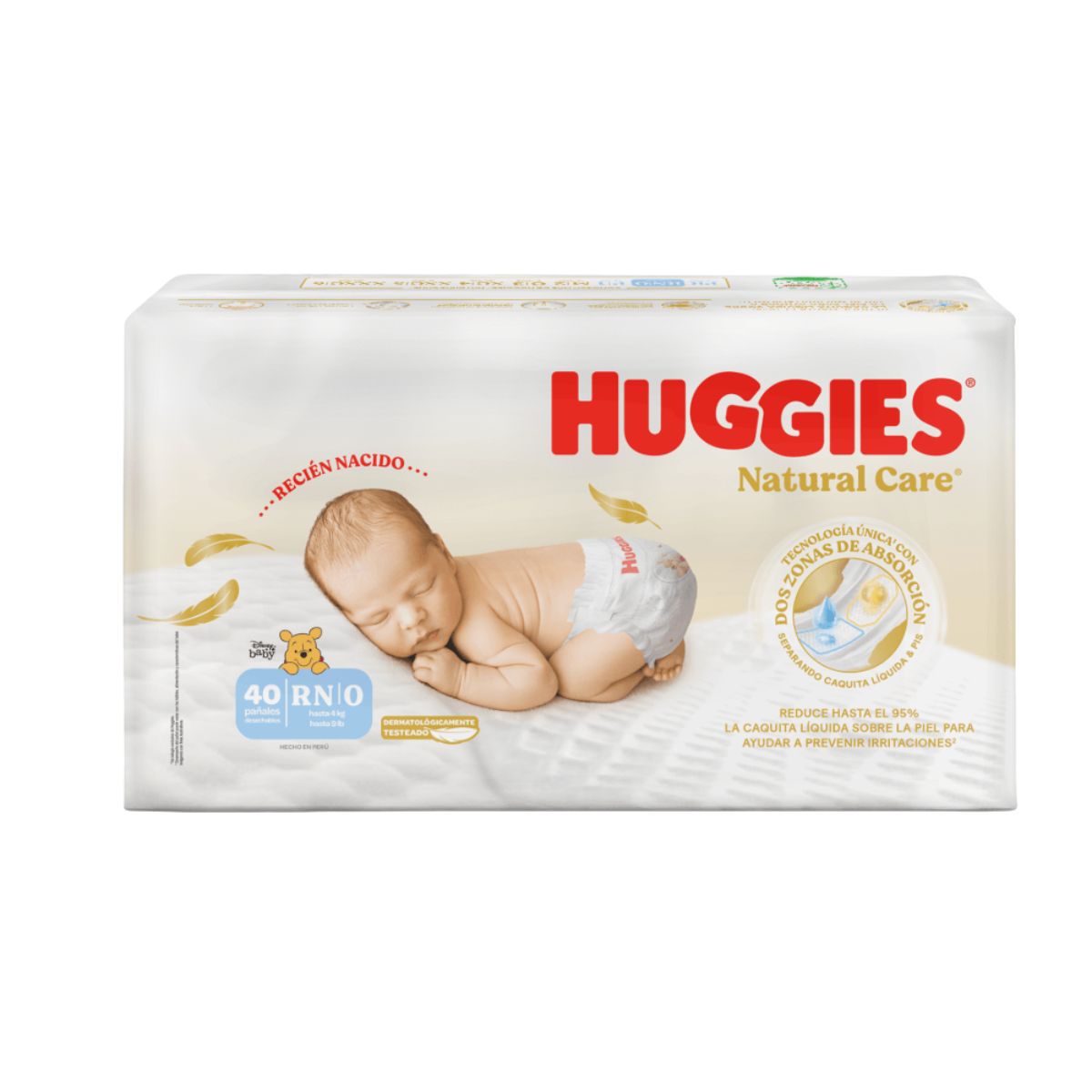 Pañales Natural Care Etapa 0/RN Huggies Paquete x 40 Unds