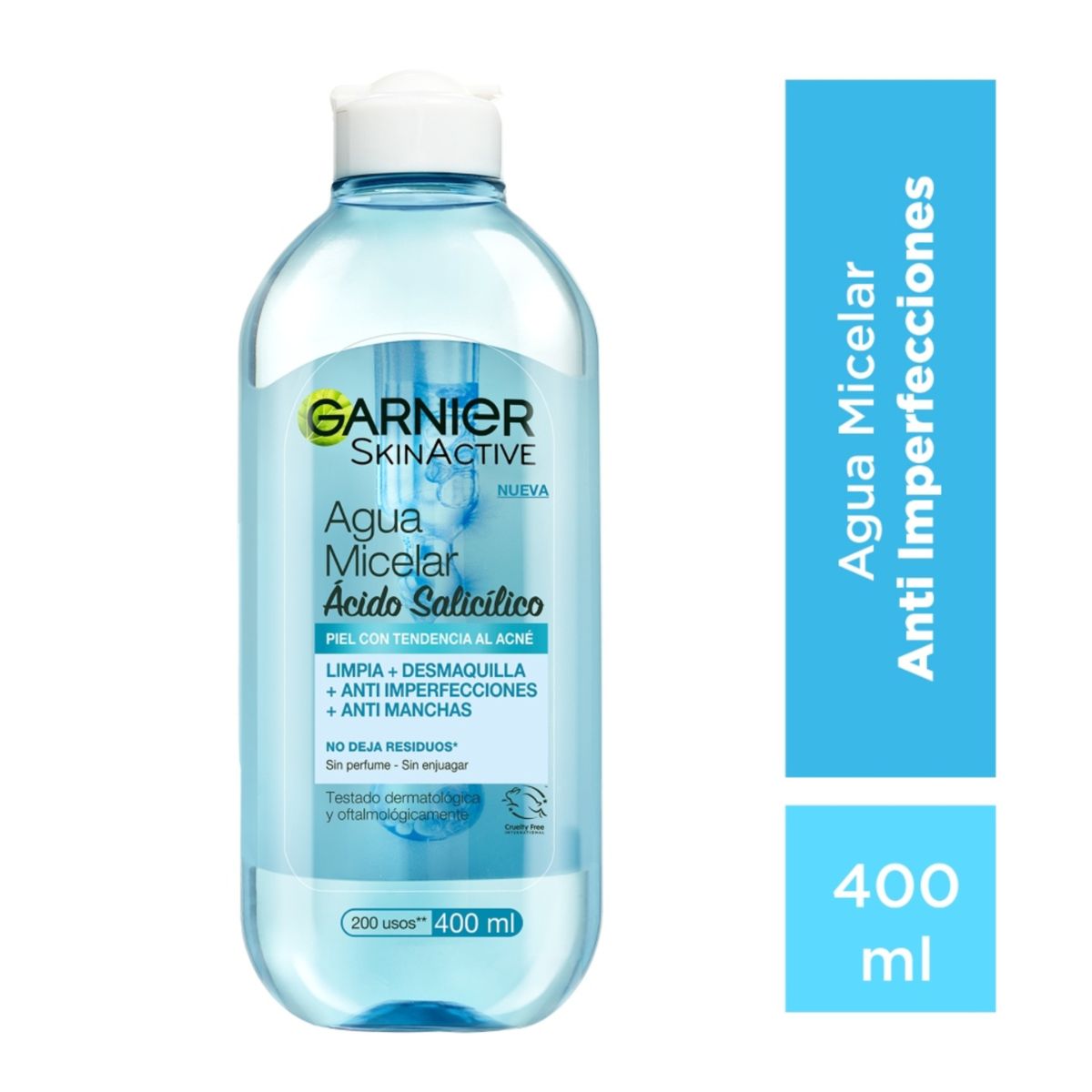 Agua Micelar Garnier Acido Salicílico Piel con Acné Frasco x 400 mL