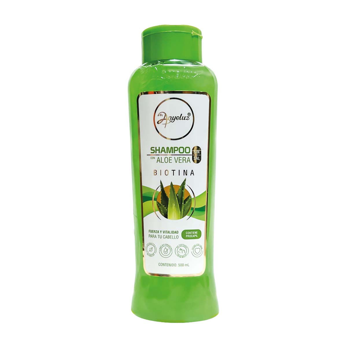 Shampoo Sin Sal Aloe Vera Anyeluz Frasco x 500 mL