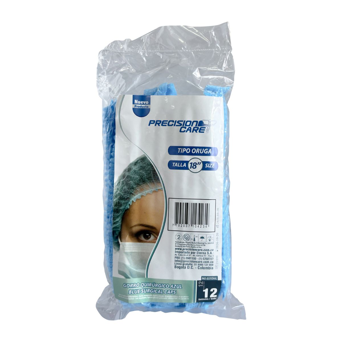 Gorro No Esteril Precision Care Azul Paquete X 12 Uds