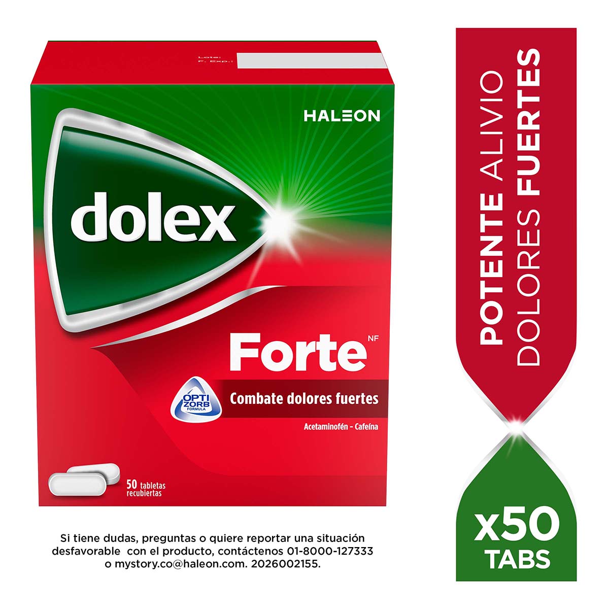 Dolex Forte 500mg Combate Dolores Fuertes Caja x 50 Tabletas