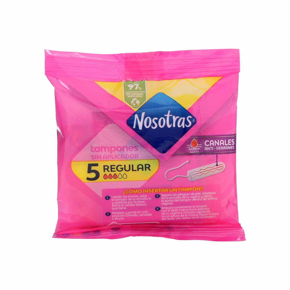 Tampones sin Aplicador Digital Regular Nosotras Caja x 5 Unds