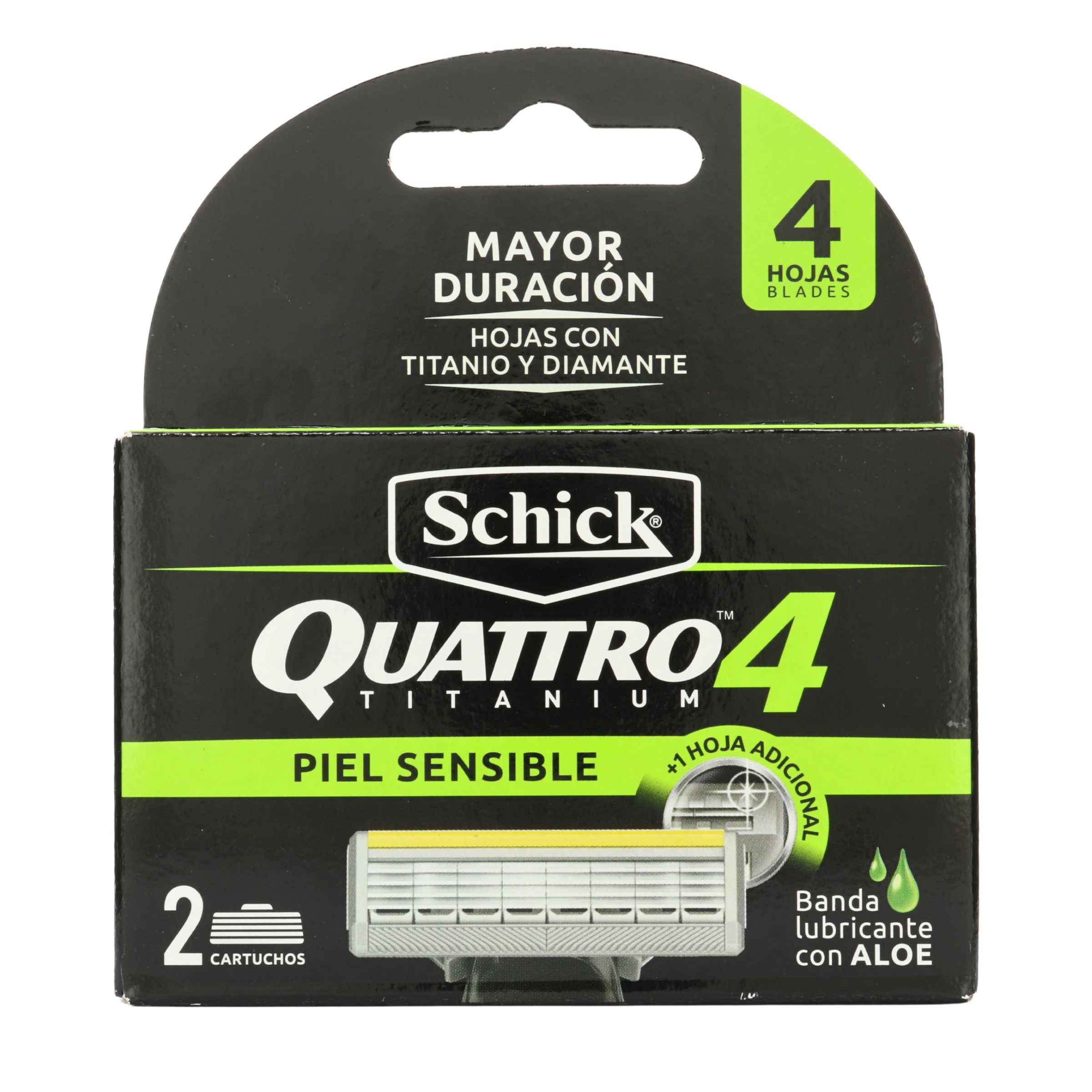 Cartucho Schick Quattro 4 Titanium Sensitive Blister X 2 Uds.