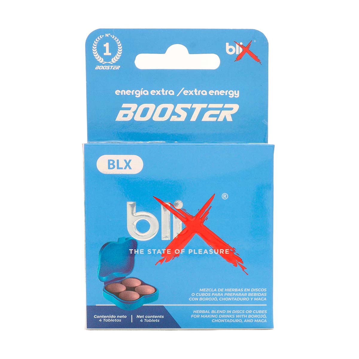 Potenciador Extra Energia Hierbas con Chontaduro-Borojo Men Blix Caja x 4 Tabletas