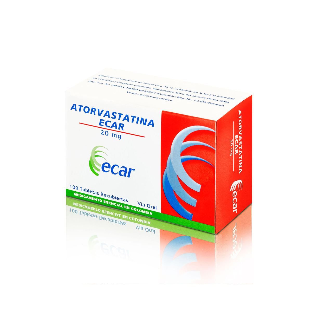 Atorvastatina 20 mg Ecar caja X 100 tabletas recubiertas