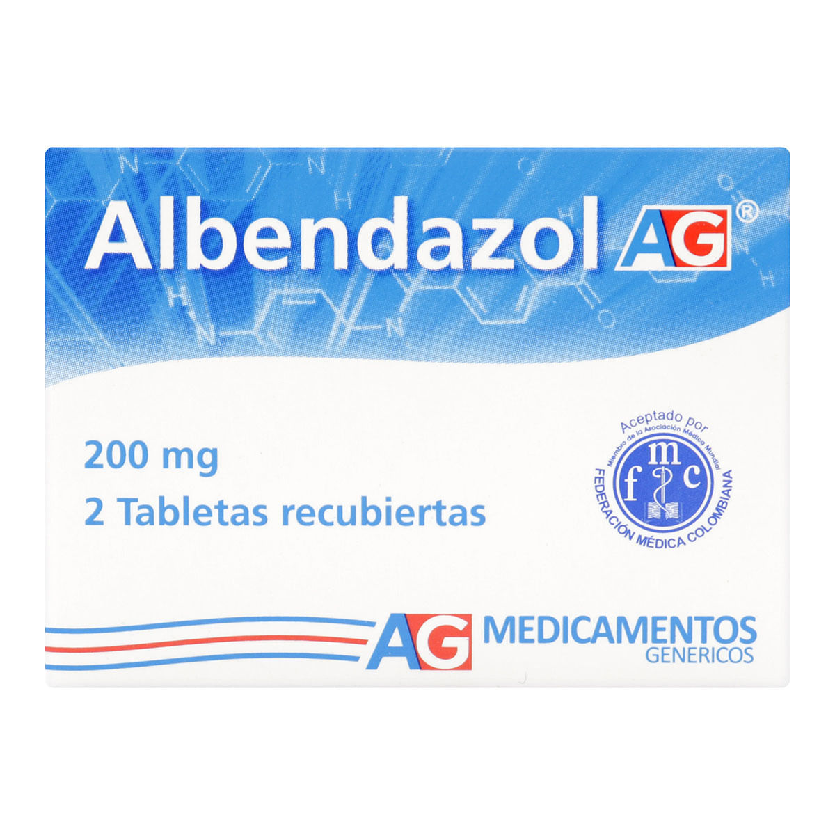 Albendazol 200 mg Ag caja X 2 tabletas recubiertas