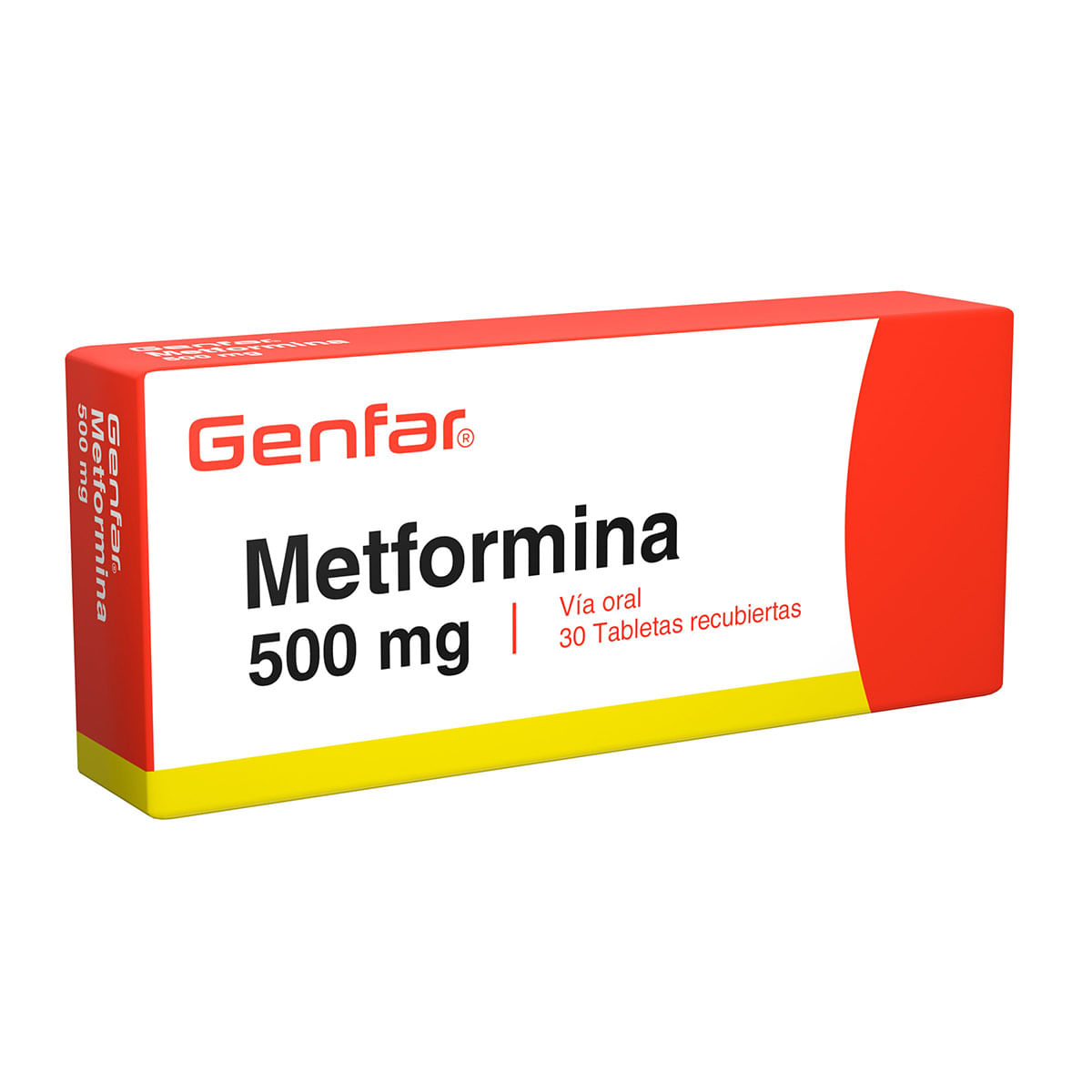 Metformina 500 mg Genfar caja X 30 tabletas recubiertas