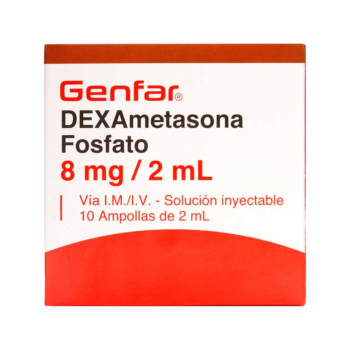 Solución Inyectable Dexametasona Fosfato 8 mg/2 mL Genfar caja X 10 Ampollas