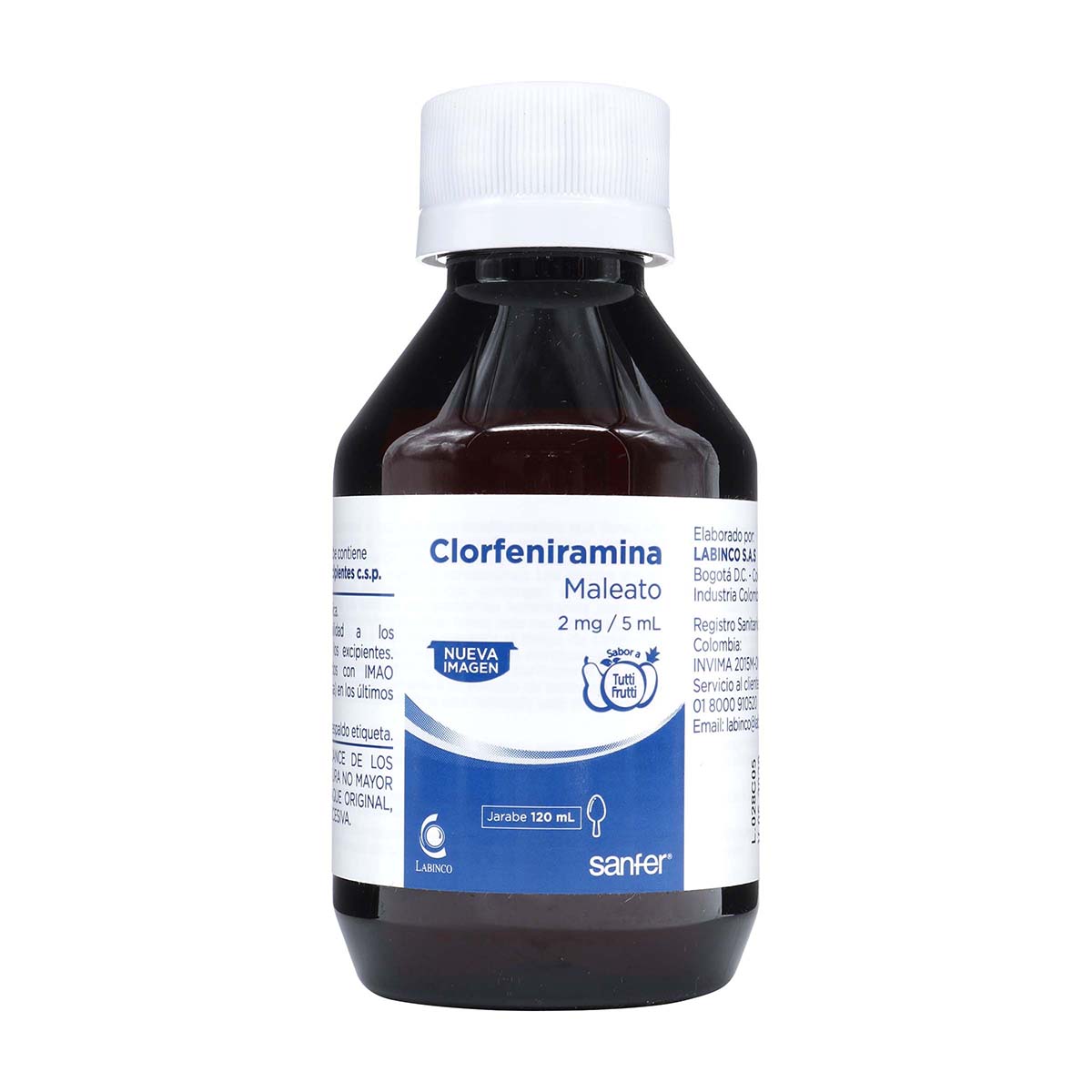 Jarabe Clorfeniramina 2 mg/5 mL Labinco Frasco X 120mL