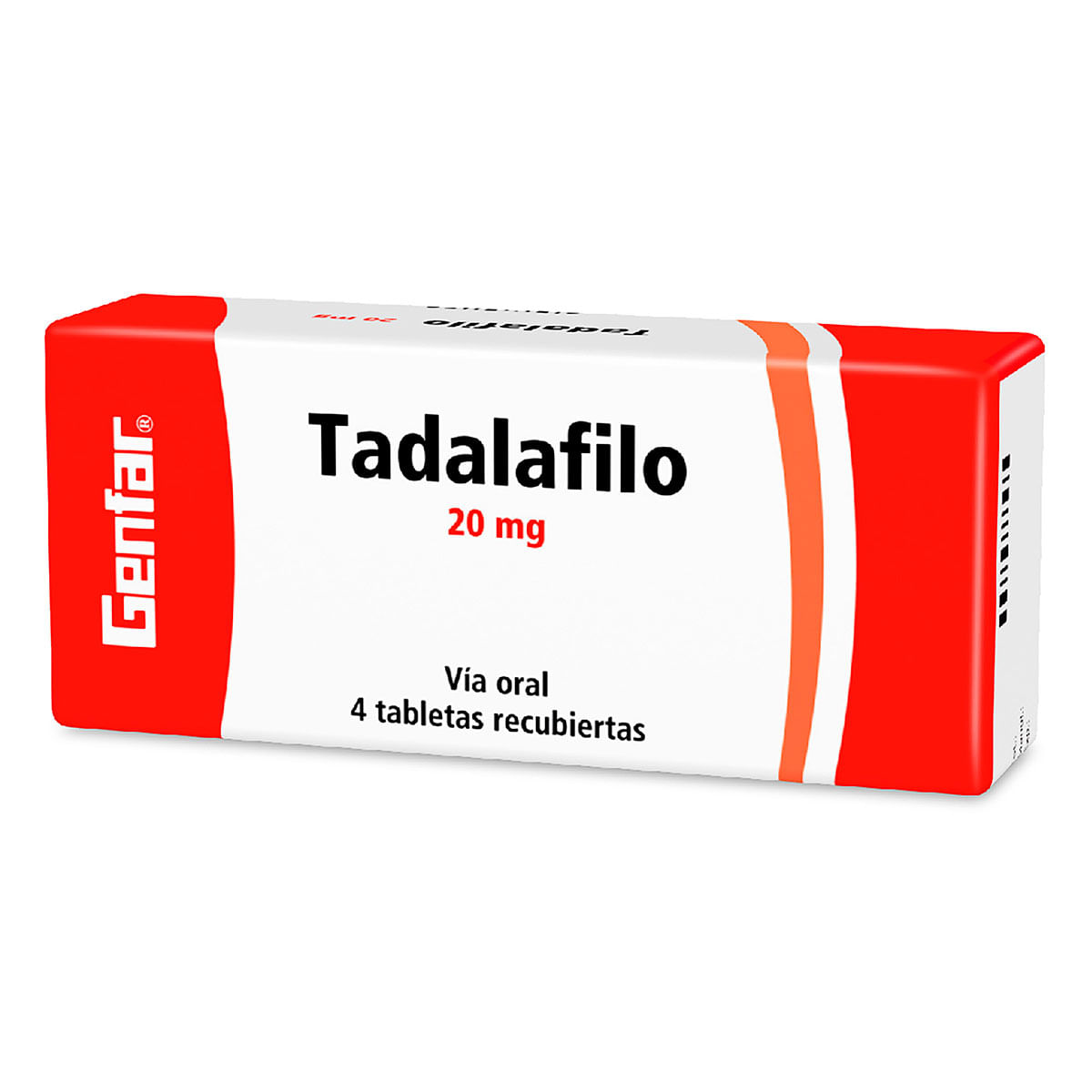 Tadalafilo 20 mg Genfar caja X 4 tabletas recubiertas