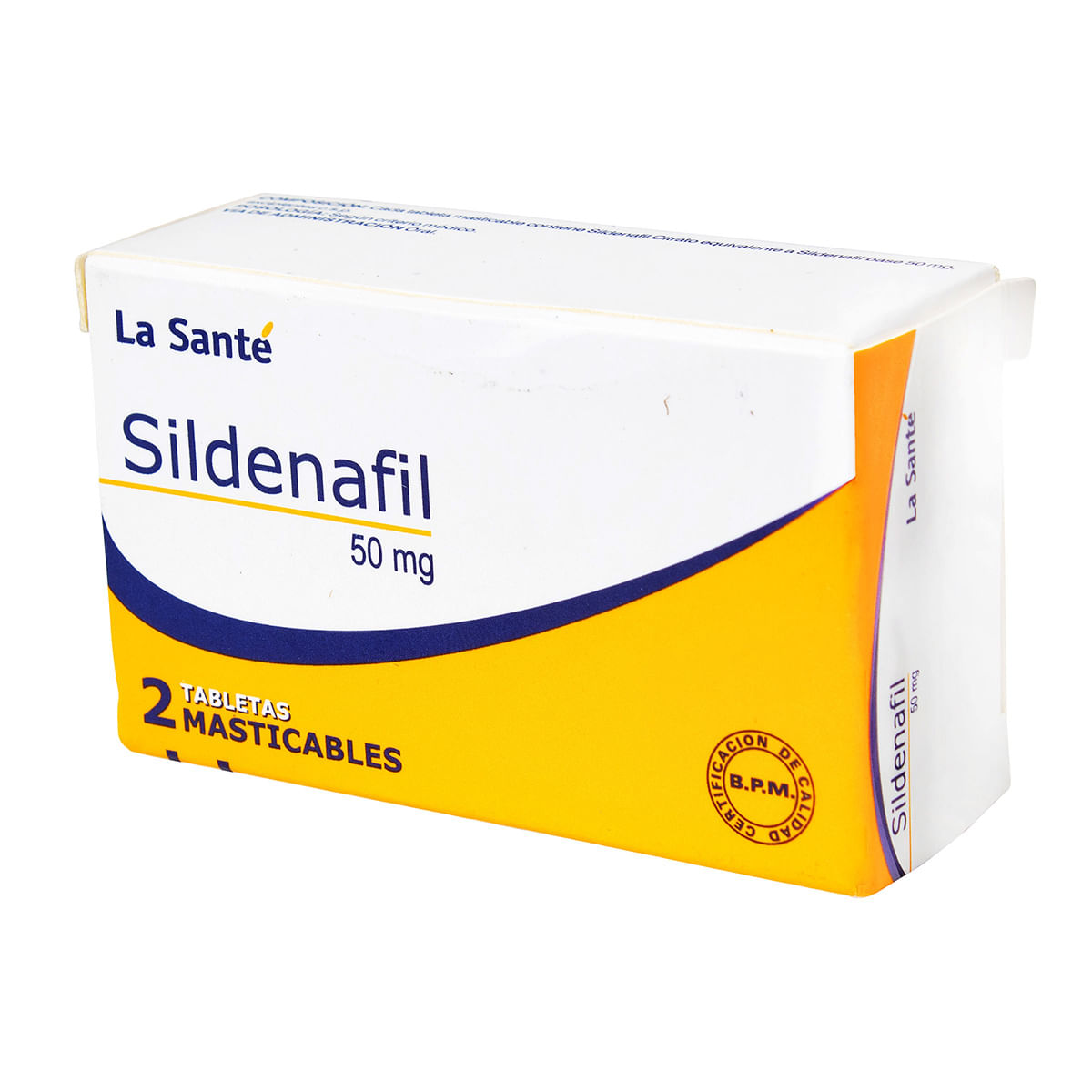 Sildenafil 50 mg La Santé caja X 2 tabletas Masticables